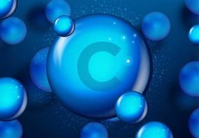 projeto de molécula brilhante de vitamina c azul vetor