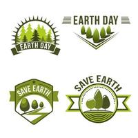 dia da terra, salvar planeta, conjunto de símbolos de ecologia vetor