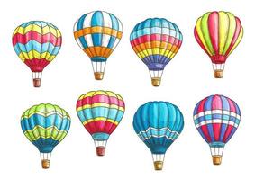 ícones de desenho vetorial definir padrão de balões de ar quente vetor