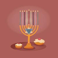 feliz hanukkah, festival judaico de luzes de fundo para cartão, convite, banner, presentes, amor e luz vetor