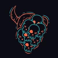 cara do diabo feita de caveira com design de camiseta vetor