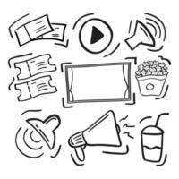 ícone de cinema desenhado à mão em estilo doodle vetor