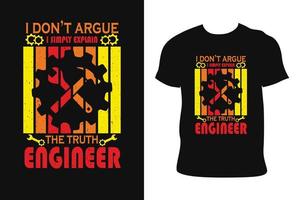 design de camiseta vintage de engenheiro. camiseta vintage de engenheiro. Vetor grátis de camiseta vintage de engenheiro.