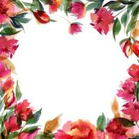 cartão de ditsy floral em aquarela botânica de peônia rosa vetor