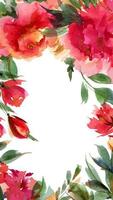 fundo de retrato quadrado aquarela botânica de peônia rosa vetor