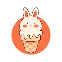 ilustração de sorvete de coelho fofo vetor
