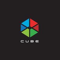 ícone de símbolo de sinal de logotipo de cubo colorido vetor
