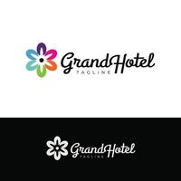 modelo de design de logotipo de grande hotel de flores vetor