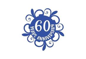 logotipo de aniversário de 60 anos e design de adesivo vetor