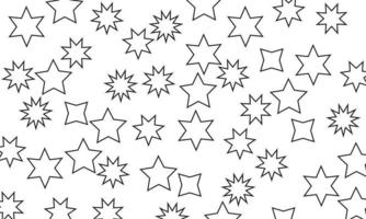 estilo de desenho de linha de estrelas de coleção de conjunto desenhado à mão preto e branco abstrato exclusivo vetor