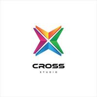modelo de logotipo de empresa de negócios de logotipo de cruz de arco-íris colorido abstrato vetor