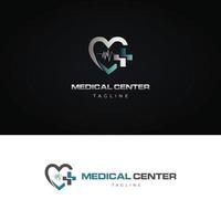 ícone do símbolo do logotipo do centro médico cardíaco vetor