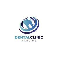 design de logotipo azul dental de dentes limpos e saudáveis vetor