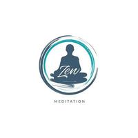 zen meditação logotipo sinal símbolo ícone com pincel vetor
