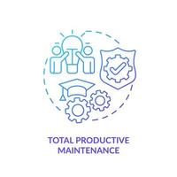 ícone gradiente azul de manutenção produtiva total. indústria de máquinas. ilustração de linha fina de princípio de fabricação magra idéia abstrata. desenho de contorno isolado. vetor