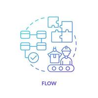 fluxo ícone gradiente azul. cadeia produtiva. indústria de máquinas. ilustração de linha fina de princípio-chave de fabricação magra idéia abstrata. desenho de contorno isolado. vetor