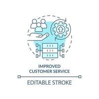 ícone de conceito turquesa de serviço ao cliente melhorado. profissionais de processamento de big data idéia abstrata ilustração de linha fina. desenho de contorno isolado. traço editável. vetor