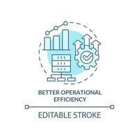 ícone de conceito turquesa de melhor eficiência operacional. big data processamento benefício idéia abstrata ilustração de linha fina. desenho de contorno isolado. traço editável. vetor