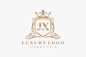 modelo de logotipo de luxo real de carta jx inicial em arte vetorial para restaurante, realeza, boutique, café, hotel, heráldica, joias, moda e outras ilustrações vetoriais. vetor