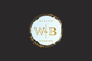 monograma de beleza inicial wb e logotipo de caligrafia de design de logotipo elegante de assinatura inicial, casamento, moda, floral e botânico com modelo criativo. vetor