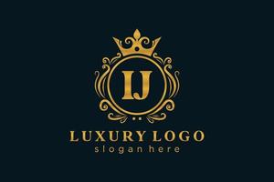 modelo de logotipo de luxo real da letra ij inicial em arte vetorial para restaurante, realeza, boutique, café, hotel, heráldica, joias, moda e outras ilustrações vetoriais. vetor