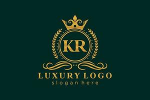 modelo de logotipo de luxo real carta inicial kr em arte vetorial para restaurante, realeza, boutique, café, hotel, heráldica, joias, moda e outras ilustrações vetoriais. vetor