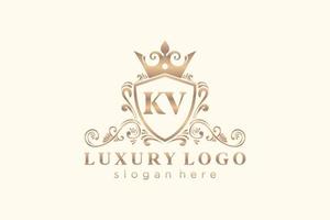 modelo de logotipo de luxo real de carta kv inicial em arte vetorial para restaurante, realeza, boutique, café, hotel, heráldica, joias, moda e outras ilustrações vetoriais. vetor