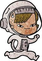mulher de astronauta vetorial em estilo cartoon vetor