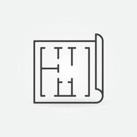 plano de casa vetor ícone de conceito de linha fina ou símbolo