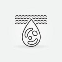 ícone de linha de bactérias de água - símbolo de vetor de gota de água suja