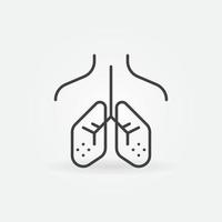 ícone ou símbolo do conceito de linha fina de vetor de pulmão