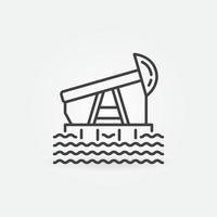 plataforma offshore no ícone da linha oceânica. sinal de plataforma de petróleo vetorial vetor