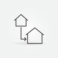 duas casas conectadas com o ícone de linha de conceito de vetor de seta