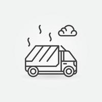 ícone ou sinal do conceito de vetor de contorno de caminhão de lixo