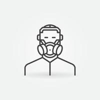 homem com ícone de linha de conceito de vetor de máscara de gás ou sinal