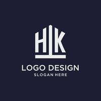 hk design de logotipo de monograma inicial com estilo de forma de pentágono vetor