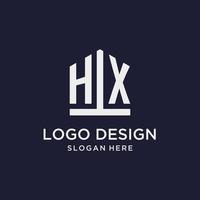 hx design de logotipo de monograma inicial com estilo de forma de pentágono vetor