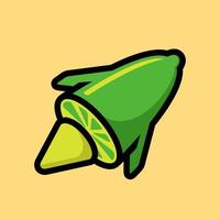logotipo dos desenhos animados de foguete de limão. ícone do logotipo do conceito de combinação de limão e foguete. vetor