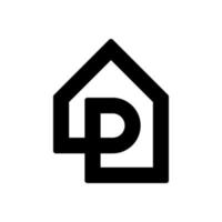 p e design de logotipo em casa, monograma de marca simples vetor