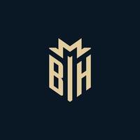 bh inicial para logotipo de escritório de advocacia, logotipo de advogado, ideias de design de logotipo de advogado vetor
