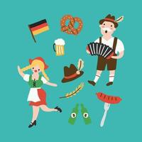 personagens coloridos da oktoberfest vetor