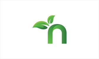 folha verde com design de logotipo n. inicial n letra logotipo ícone design vector pro vector.