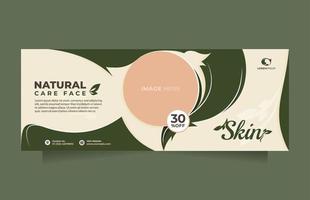 banner publicitário para loja de beleza, blog, ofertas e promoção. lindo banner de mídia social verde para centro de clínica de pele, produtos cosméticos, produtos naturais, spa médico, cuidados com a pele, esteticista vetor