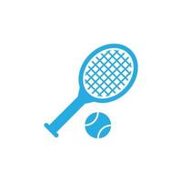 eps10 azul vector bolas de tênis e ícone de arte abstrata de raquete de tênis isolado no fundo branco. símbolo esportivo em um estilo moderno simples e moderno para o design do seu site, logotipo e aplicativo móvel