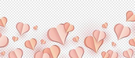elementos de papel em forma de coração voando no fundo rosa. símbolos vetoriais de amor para mulheres felizes, dia das mães ou cartão de aniversário. ilustração vetorial vetor