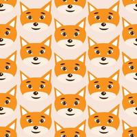 padrão sem emenda de vetor com rostos de raposas. ilustração vetorial isolado. impressão animal sem fim abstrato.