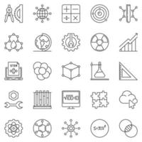 conjunto de ícones de linha de tronco - símbolos vetoriais de ciência e educação vetor