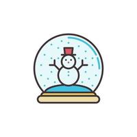 bola de neve com boneco de neve vetor colorido ícone de natal
