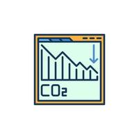 página da web com ícone colorido de conceito de vetor de gráfico de co2