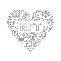 banner de contorno de coração nft - ilustração em forma de coração de vetor de token não fungível